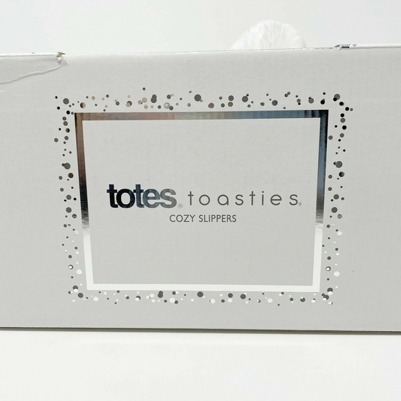 Isotoner Toasties Totes Women's Grey/Pink Striped Knit Mule Plush Slippers S 6-7 - Picture 8 of 8